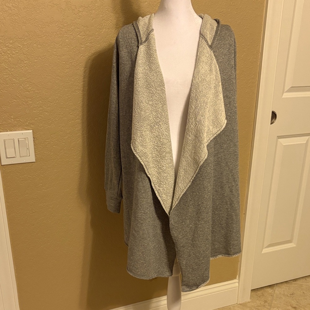 Juicy Couture Gray Glitter Open Hooded Cardigan, Size Large